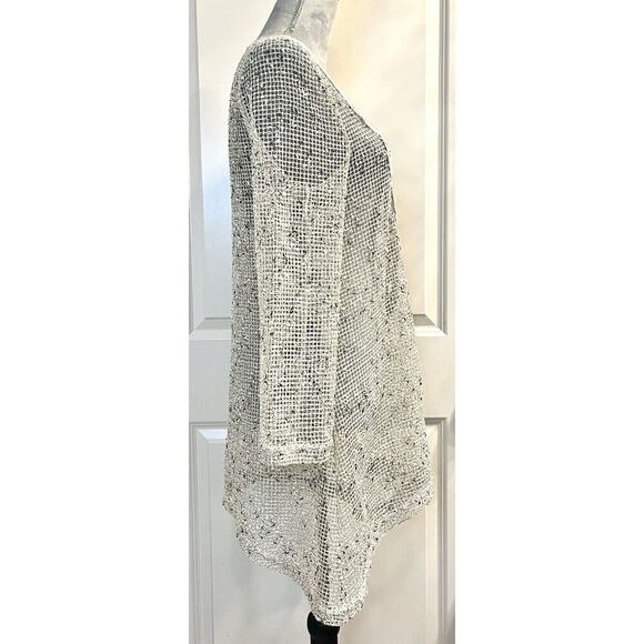 KRAZY KAT Open Knit Tunic Top Embroidered Asymmetrical Hem Boho Beachy Cover Up - Picture 5 of 8